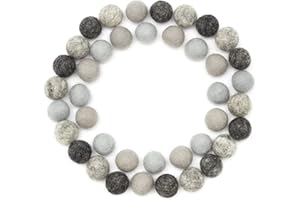 Glaciart One Felt Wool Balls, Felt Pom Poms (40 Pieces) 2 Centimeters - 0.8 Inch, Handmade Felted Grey Colors- Bulk Small Puff for Felting and Garland