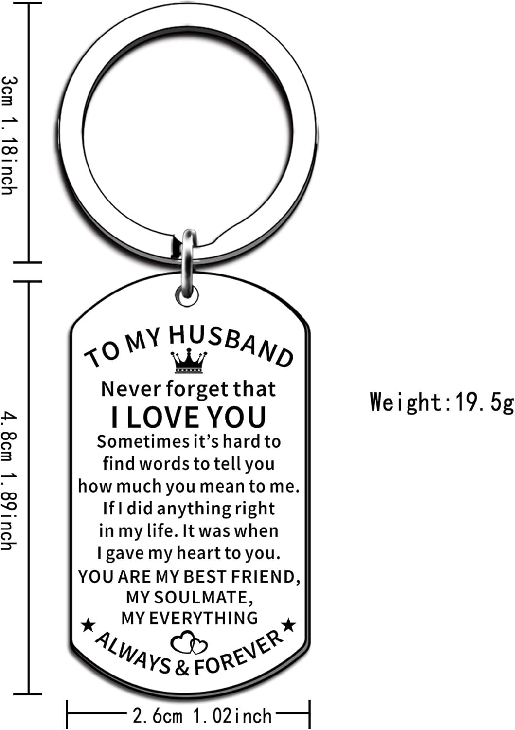 JMIMO Anniversary Keyring Gifts for Him Husband from Wife Valentine's Day Gifts for Husband I Love You Gifts for Him Husband Christmas Birthday Gifts - Image 3