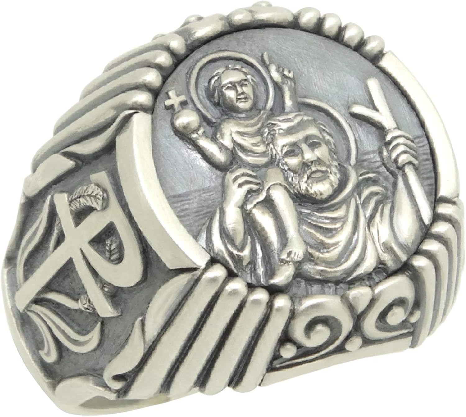 St Christopher Sterling Silver 925 Mens Ring Amazon.co.uk Jewellery
