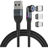 Statik 360 Magnetic Charging Cable - Type C Charger 3 in 1 USB C to USB C Cable, Micro USB &amp; iProduct Tips, USB A Adapter, Phone Charger Cord, Compatible with All Devices - Black 3FT/1M