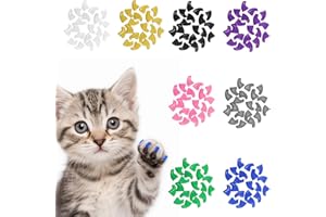 FOVKO 160pcs (8 Colors) Cat Nail Caps – Cat Claw Caps with Adhesives & Applicators – Soft Cat Claw Covers for Indoor Cats (Small, 20pcs/Color)