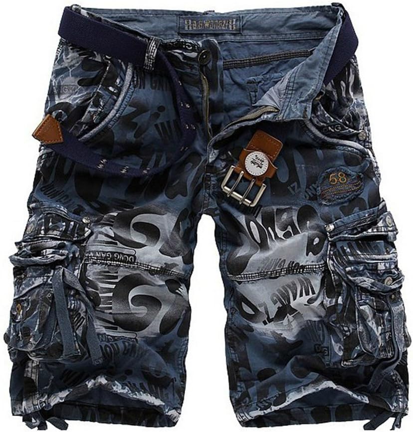 SHDIBA Mens Cotton Camoflage Cargo Shorts Military-style Casual Shorts with Multi Pocket
