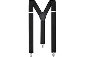 KOOELLE Suspenders for Men Heavy Duty Tuxedo Dress Pants 1.4 inch Solid Adjustable Elastic Y Back Mens Suspenders for Jeans