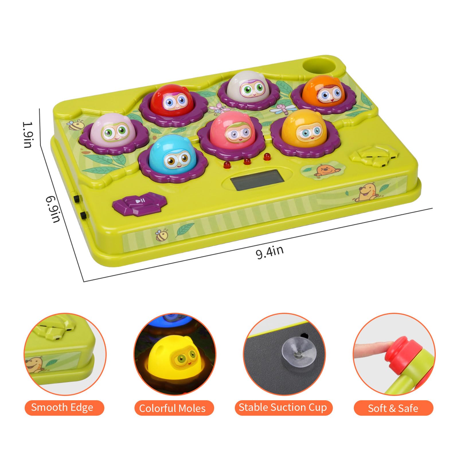 FS Pound Gopher Game for Toddler 3 4 5 6 Year Old Boys and Girls, Interactive Pounding Toys with Sound and Light, Hammer Toys for Kids Ages 4-8, PK Mode with 2 Hammer
