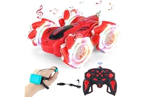 Syozac Gesture Sensing RC Stunt Car with Light, 2.4G 4WD Hand Controlled Gravity Remote Control Car Toy with 360° Flips Car for Boys Age 6 and Up Blue