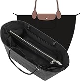 KESOIL Fit Longchamp Organizer Insert Le Pliage Large, with Key Leash& 17 Compartments, Upgraded Elastic Cup Holder + Anti-Slip Middle Zipper Divider,L/Black