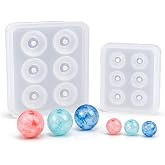 2pcs Sphere Ball Silicone Bead Molds with Holes Round Resin Epoxy Mold for Jewelry, Polymer Clay, Soap Making, Cabochon Gemstone DIY Crafting Projects,Diameter 12mm, 16mm (Sphere Ball 2 in Set)