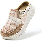 Women's Orthopedic Diabetic Wide Slippers: Comfortable Arch Support Plantar Fasciitis House Slip On Loafers, Casual Flat Feet Winter Warm Walking Shoes for Foot and Heel Pain Relief