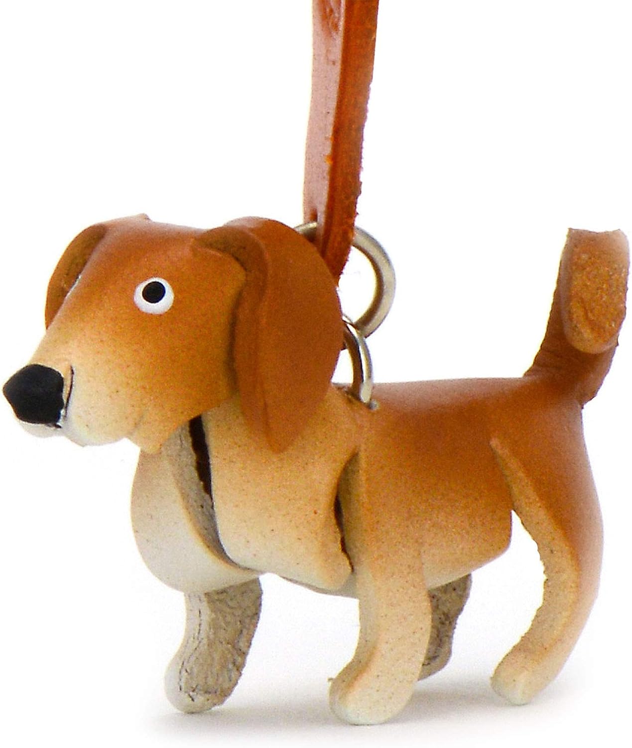 MONKIMAU Leather Keyring Labrador Retriever Dog, Orange, S