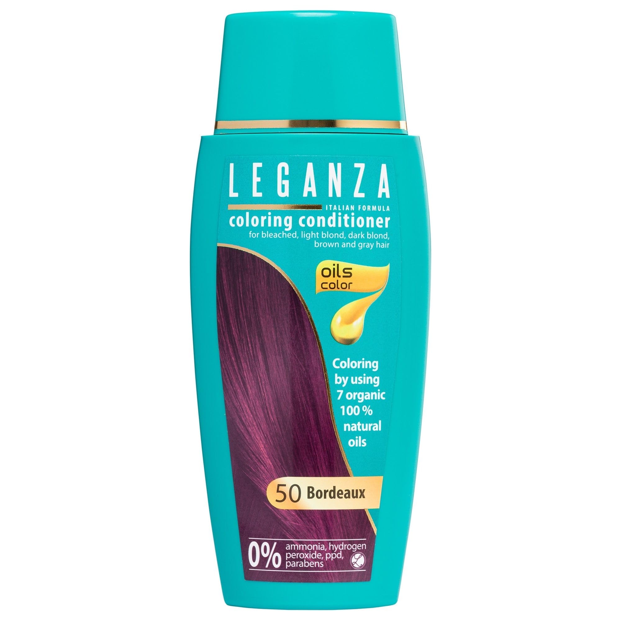 Leganza Hair Coloring Conditioner Natural Balm Color Bordeaux Nº 50 | Enriched with 7 Natural Oils | Ammonia, PPD and Paraben Free | 150 ml