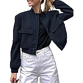 Zeagoo Women Bomber Jacket Casual Button Down Varsity Jackets Shackets With Pockets Outwear