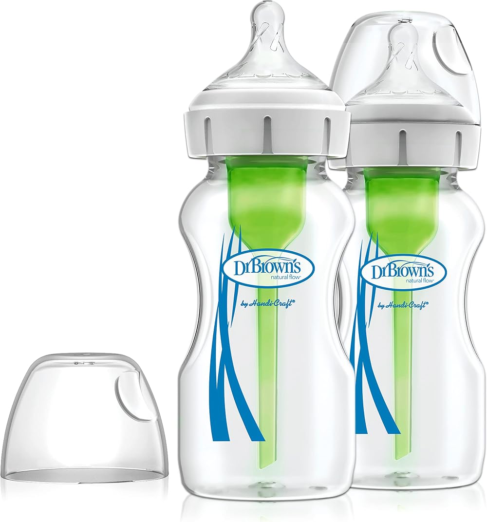 Dr Brown's Natural Flow Anti-Colic Options+ Wide-Neck Glass Bottles 9oz Pack of