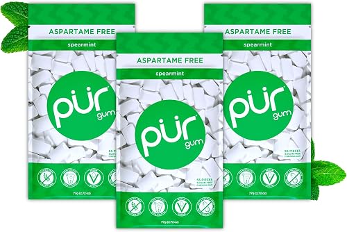PUR chicle de menta verde con xilitol, sin azúcar, vegano, refresca el — Dulces