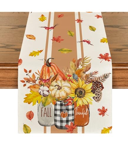 VIV CHERBL Fall Table Runner - Farm Fresh Rooster Design 72x13 Inches, Farmhouse Autumn Thanksgiving Table Decor
