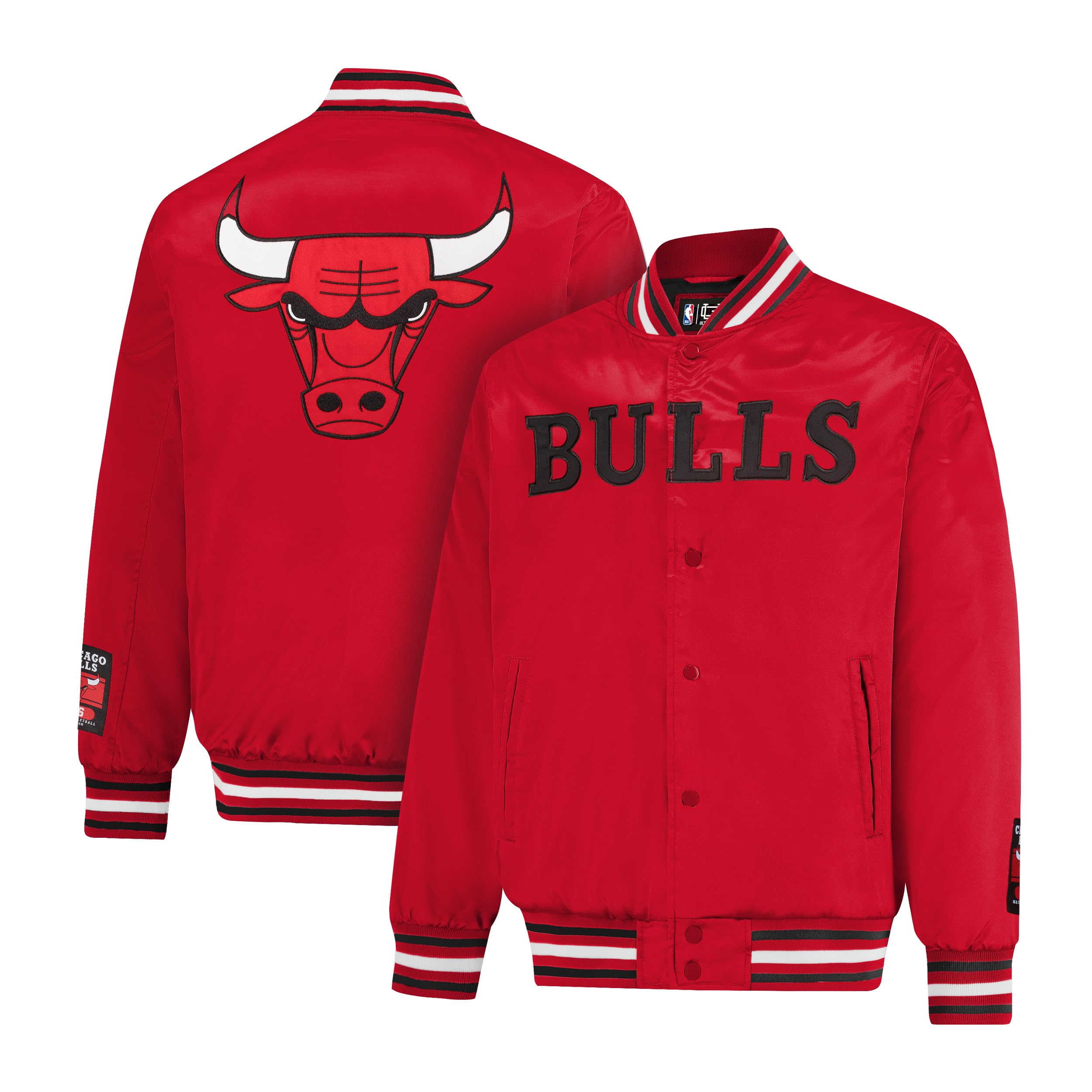 Ultra Game Adults NBA Official Smashing Records Satin Jacket, Chicago Bulls, Team Color, Medium Image