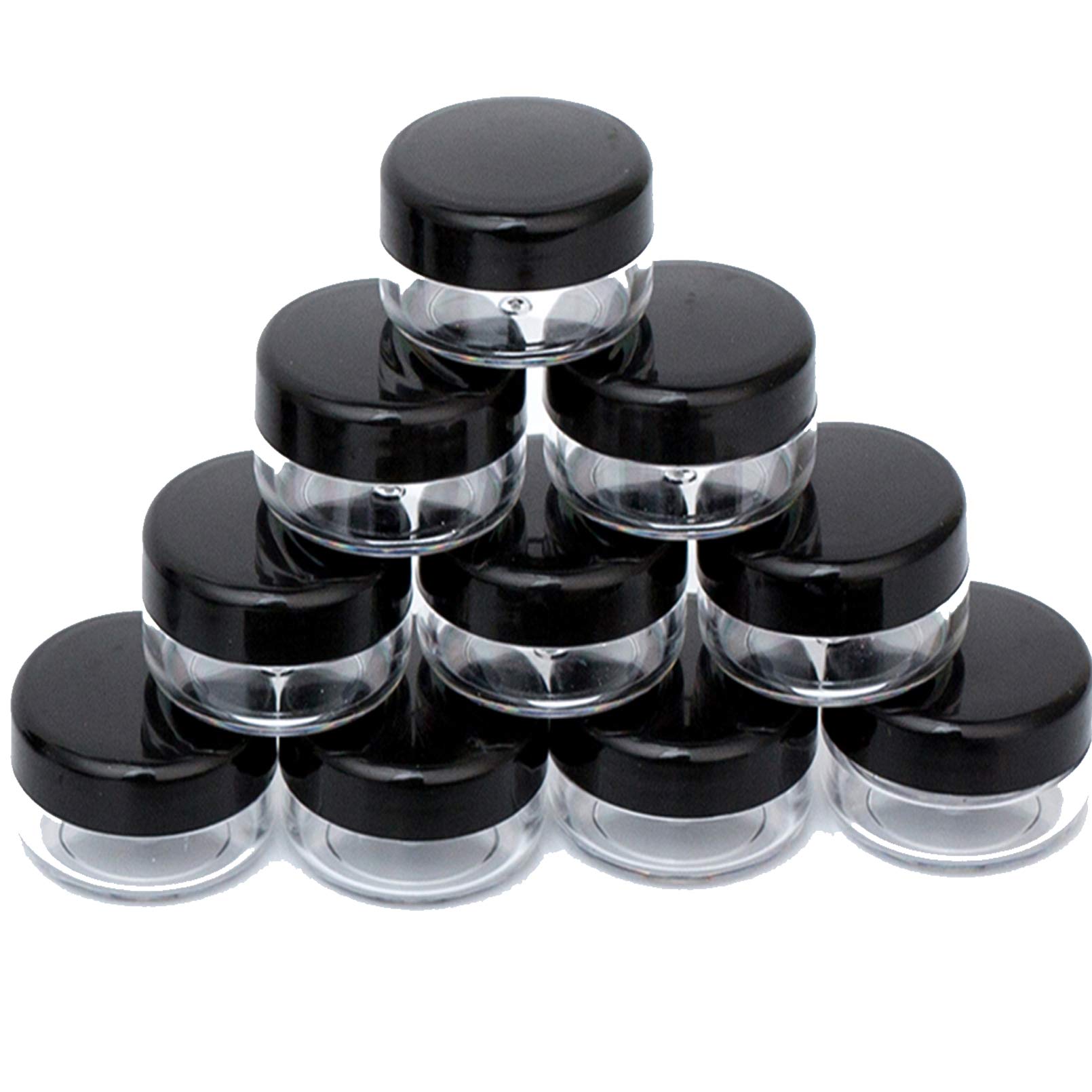 ZEJIA 10 Gram Cosmetic Containers 10pcs Sample Jars with Lids Plastic Makeup Sample Containers BPA Free Pot Jars(Black)