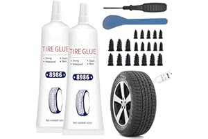 1DFAUL 24Pcs Tire Repair Glue Kit, 120ml Tire Patch Glue with Rubber Nail, for Vacuum Tires Puncture Repair on Cars, Motorcycles, Trucks, and Tractors, Super Sticky