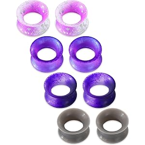 OUFER 8PCS Silicone Ear Gauges Set, Flexible Double Flared Tunnels, Stretching Plugs Expander, for Daily Wear, Party & Festiv