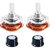 FOCMKEAS 2pcs RS25 1P4T Rotary Band Switch, 1 Pole 4 Position, 1 Deck | Band Channel Rotary Selector Switches, Waveband switches with Knob for TV, Radio, Electronic Device