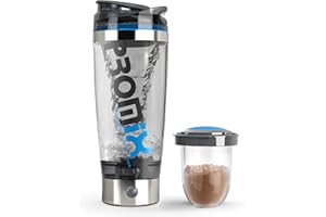Promixx Pro Shaker Bottle (iX-R Edition) | Rechargeable, Powerful for Smooth Protein Shakes | includes Supplement Storage - BPA Free | 20oz Cup (Silver Blue/Gray)