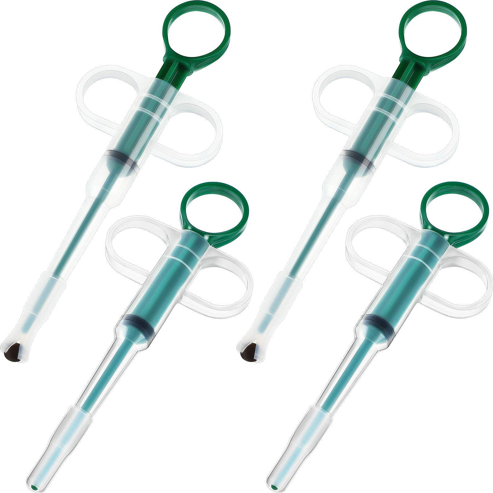 Photo 1 of Nuanchu 4 Pieces Pet Pill Plunger Popper for Small Cats Dogs Pill Gun Dispenser Shooter Pet Piller Soft Tip Tablet Syringe Pusher Animal Medicine Feeder for Feeding Accessories (Green)