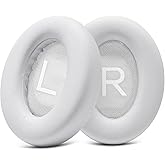 GEVO Replacement Ear Pads for Bose QC45, Ear Cushions for Bose QuietComfort 45 (QC45) & Quiet Comfort SE (QC SE) Headphones, Earpads with Softer Leather Noise Isolation Foam (White Smoke)