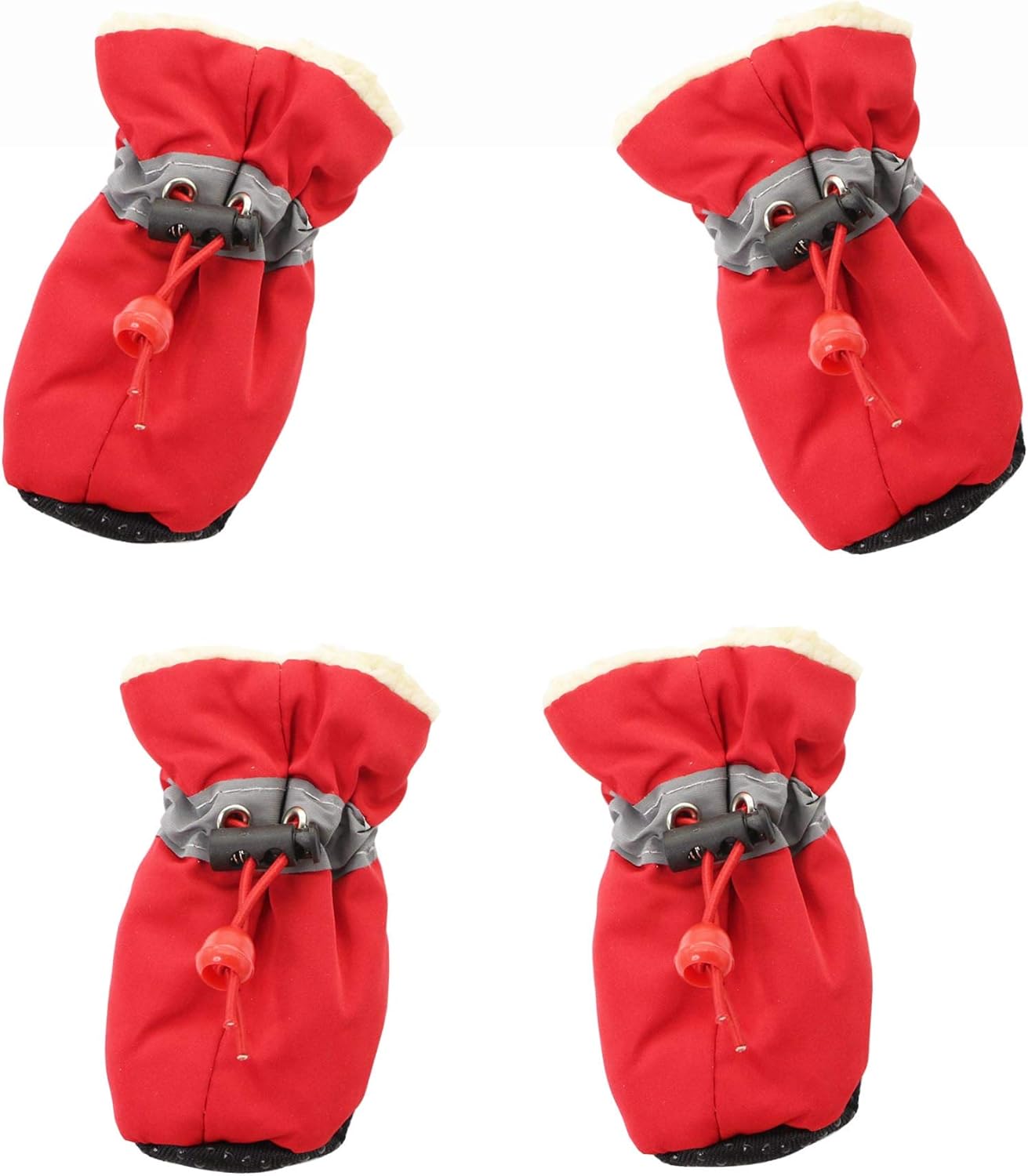 YAODHAOD Dog Shoes Winter Boots Warm Comfortable Soft Soles Anti-Slip Sneakers with Reflective Straps for Small Dog (7:6x5cm, Red)