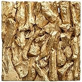 Uttermost Rio 23.62" Square Contemporary Wood Wall Decor in Gold