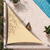 Amgo 16' x 16' x 22.6' Beige Triangle Sun Shade Sail for Patio | HDPE Water &amp; Air Permeable Fabric, 95% UV Block , Outdoor Canopy for Garden Backyard and Deck, Customizable