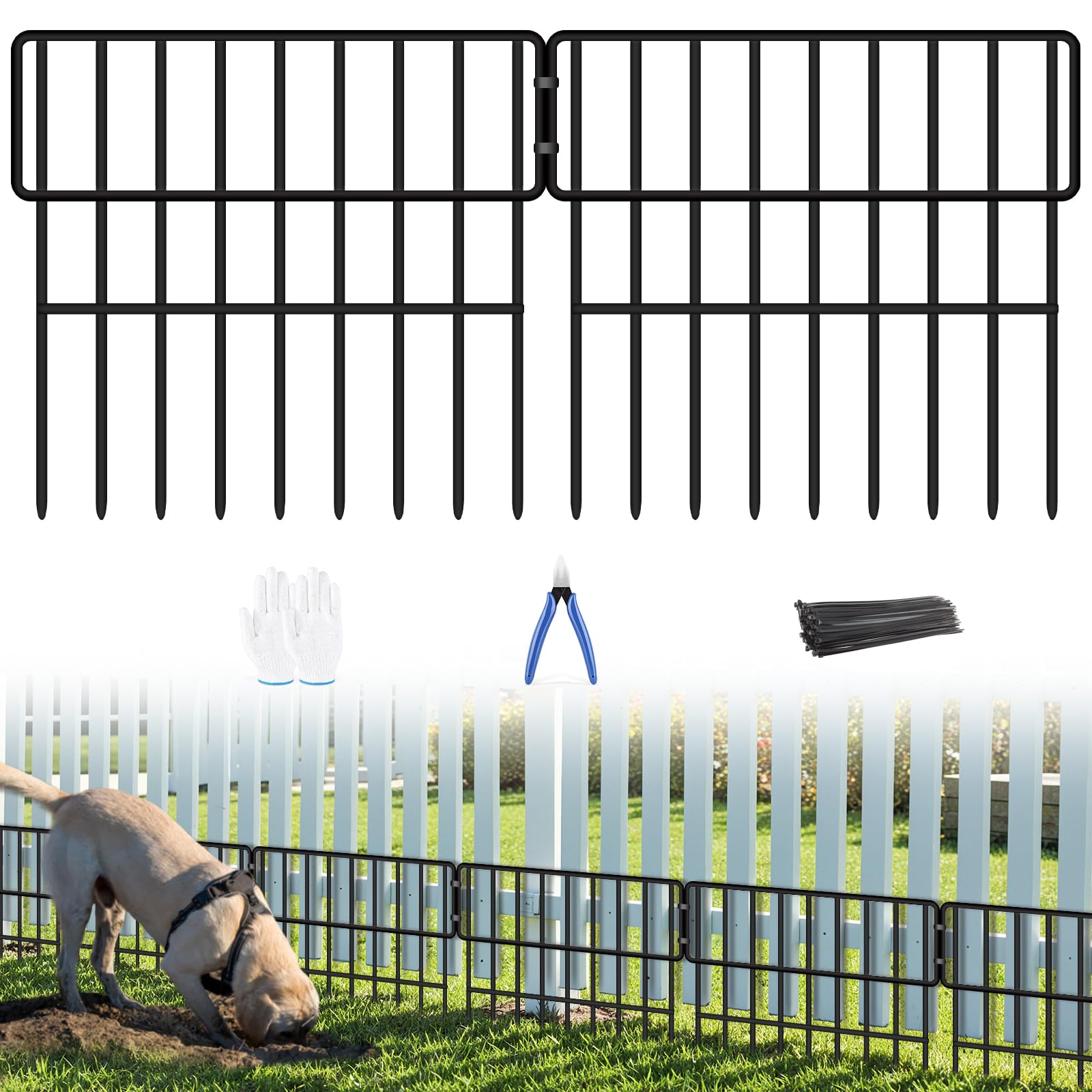 ULIOK Animal Barrier Fence, 16 Panels No Dig Fence 17.3ft(L) x12in(H), Garden Fences for Rabbits and Dog Ground Defense, Rustproof Metal Fences Border, Fencing Bottom Blocker for Outdoor Yard Patio Image ULIOK Animal Barrier Fence, 16 Panels No Dig Fence 17.3ft(L) x12in(H), Garden Fences for Rabbits and Dog Ground Defense, Rustproof Metal Fences Border, Fencing Bottom Blocker for Outdoor Yard Patio Image
