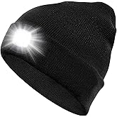 SMINIKER Beanie Hat with Light Unisex USB Rechargeable Beanie Cap with Light Headlamp Beanie for Men, Women, Teens