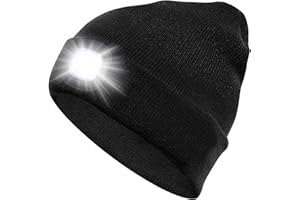 SMINIKER Beanie Hat with Light Unisex USB Rechargeable Beanie Cap with Light Headlamp Beanie for Men, Women, Teens