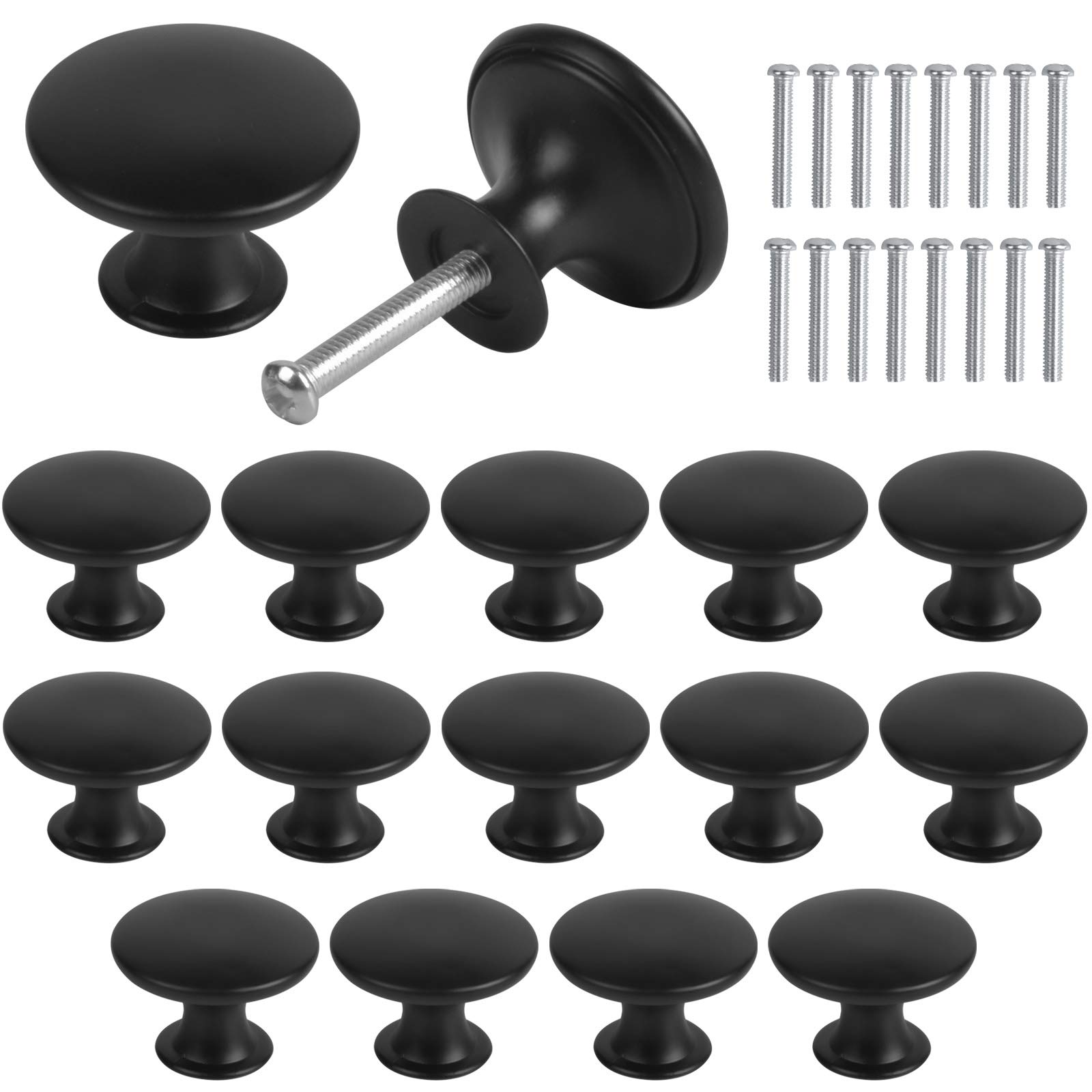 AvoDovA 12PCS Cabinet Knobs Round, 30mm Drawer Knobs Vintage, Cupboard Drawer Pull Handles, Door Handles Pulls Knobs, Kitchen Cabinet Cupboard Drawer Door Knobs, Furniture Chest Knobs (Black)