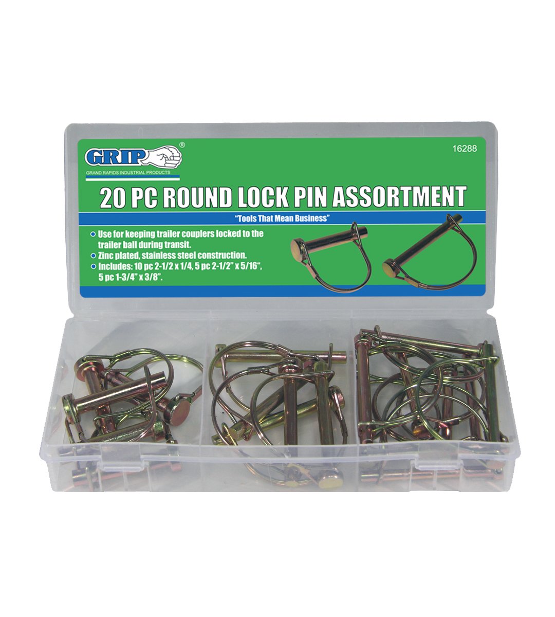 Grip Lynch Pin Assortments (20 pc Round Lock Pin)