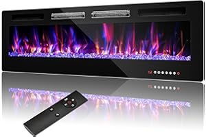Ludatido 72" Ultra-Thin Electric Fireplace in-Wall Recessed,12 Flame & Ember Colors, Touchscreen/Remote Control Wall Mounted Fireplace Heater Timer, Low-Noise