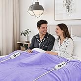 ONDAN Electric Heated Blanket 84"x90" Queen Size Microplush Cover Blanket, 4 Heat Settings & 10 Hours Auto Off, Cozy & Warm for All Night, Machine Washable, Light Purple