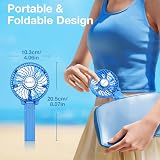 VersionTech Mini Handheld Fan Foldable Portable USB Rechargeable Blue view 2