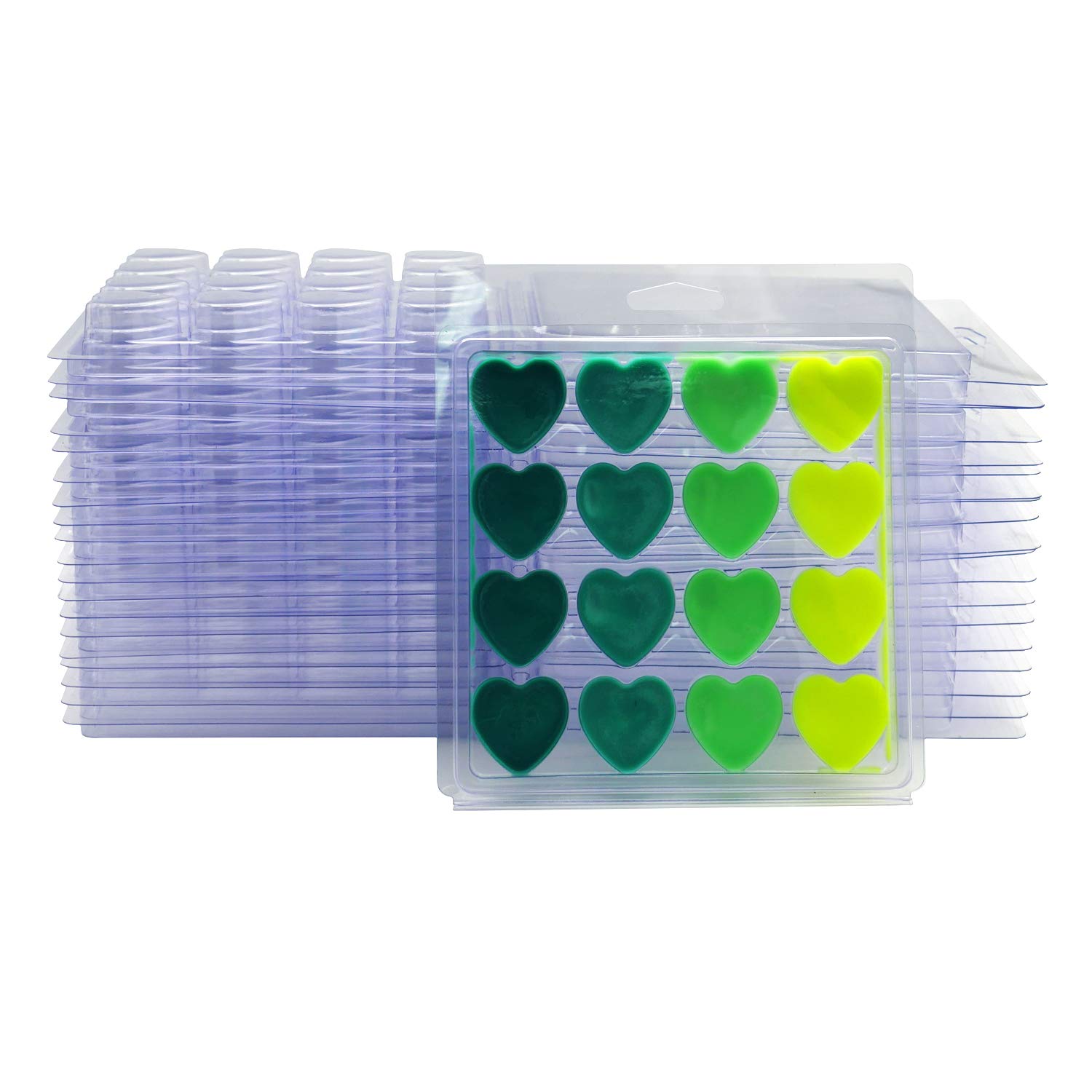 DGQ Heart Shape Wax Melt Molds - Clear Plastic Wax Melt Clamshells (12-Pack)