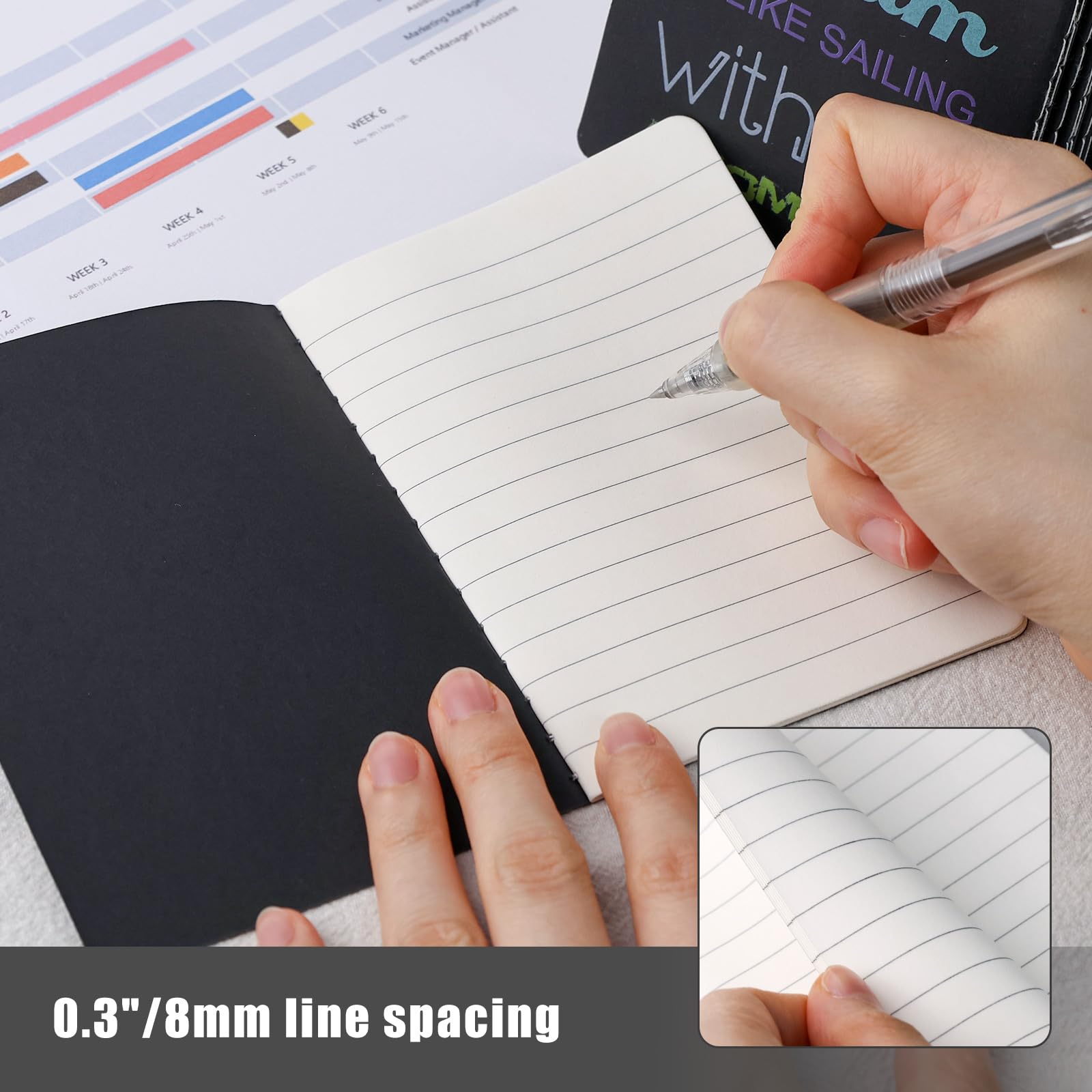 HEYPLACE 24PCS Motivational Pocket Notebooks, Inspirational Pocket Ruled Notepads 3.5 x 5 Inch Black Lined Journal Notebooks 16 Sheets/32 Pages