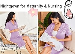 Ekouaer Button Nightgowns for Women Short Sleeve