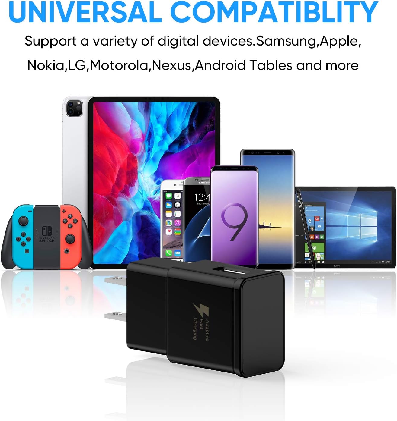 Adaptive Fast Charging Wall Charger Adapter Compatible Samsung Galaxy S6 S7 S8 S9 S10 / Edge/Plus/Active, Note 5,Note 8, Note 9,LG G5 G6 G7 V20 V30 ThinQ Plus EP-TA20JBE Quick Charge (2 Pack): Electronics