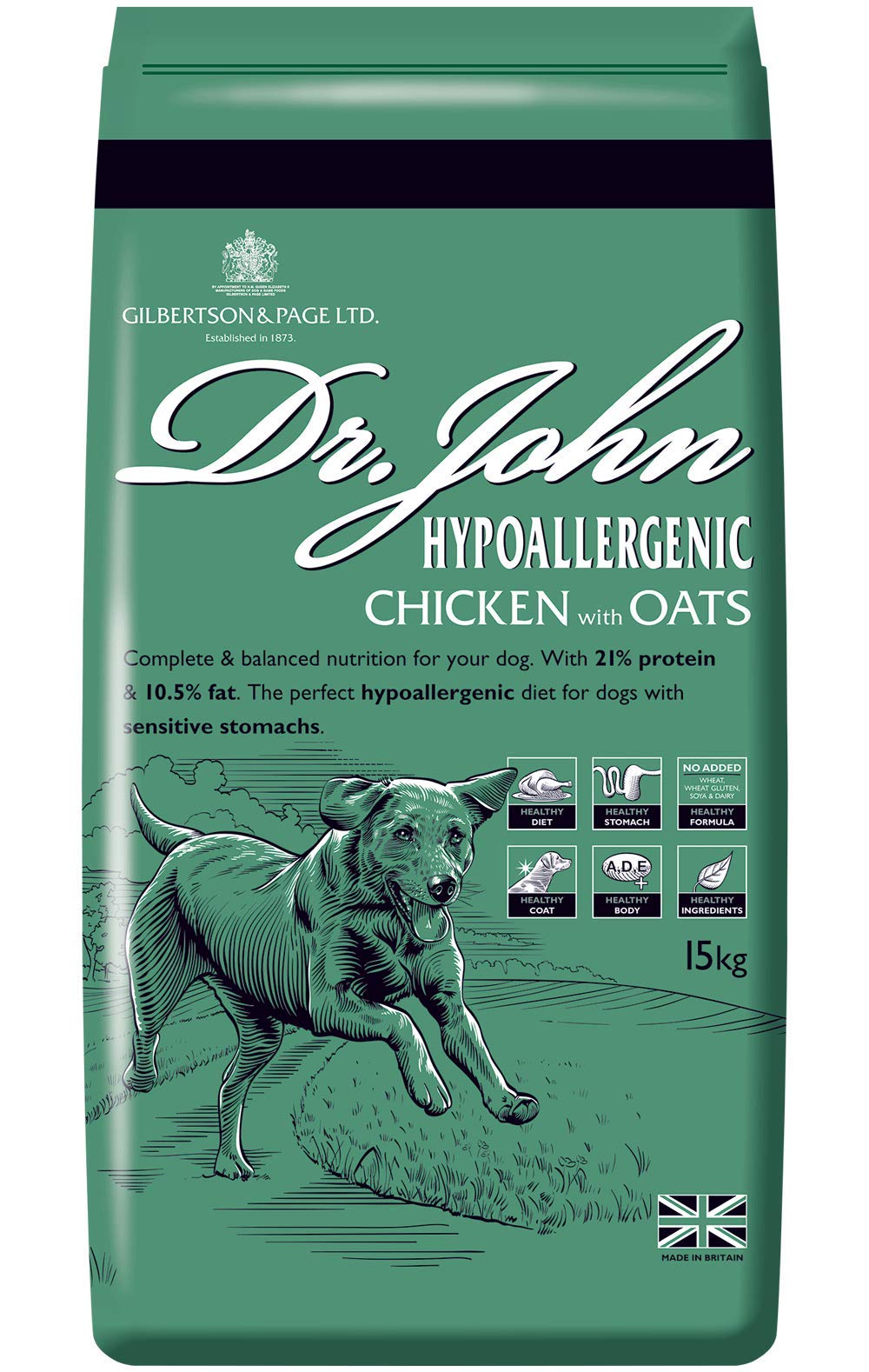 Dr John Hypoallergenic Dry Dog Food Chicken with Oats, 15 kg