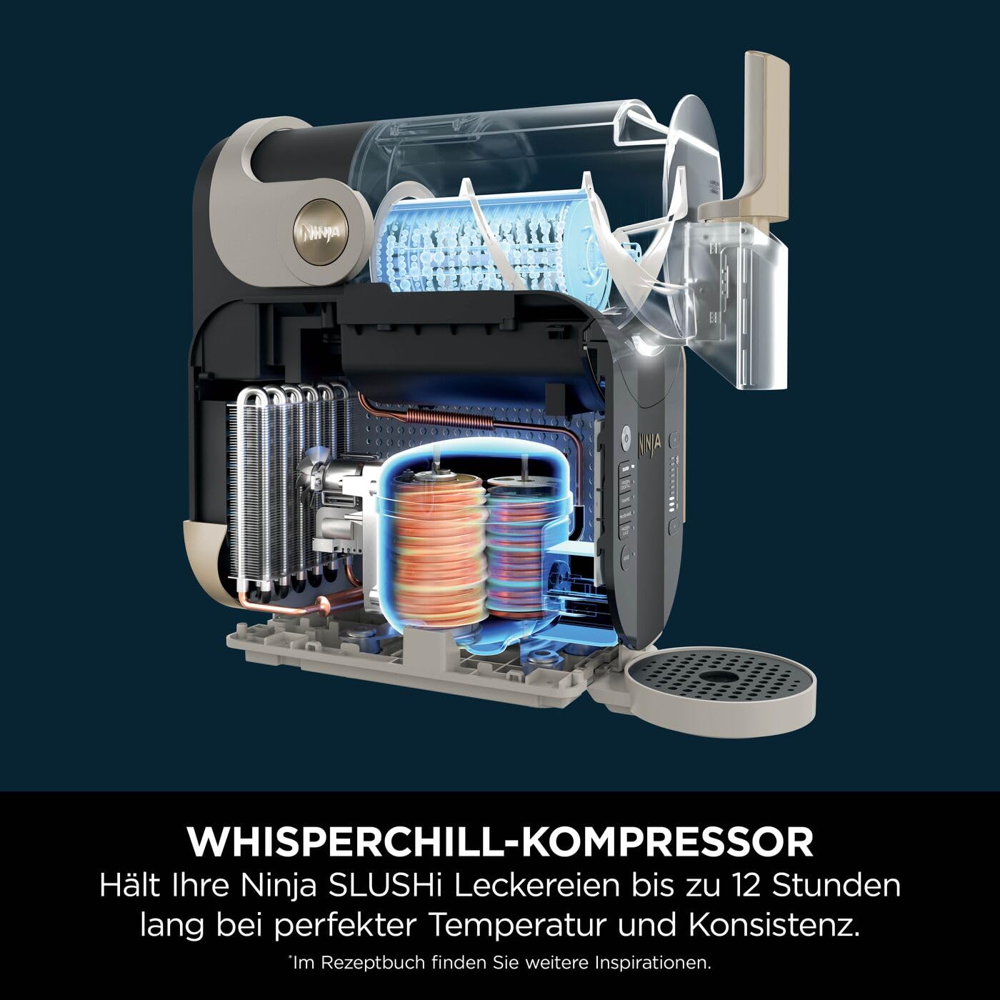 Ninja SLUSHi Maschine für Slush, Eis-Cocktails, Frappé, Milchshakes & gefrorenen Saft, ohne Eis oder Vorbereitungsaufwand, WhisperChill-Technology, fasst 1,9 L, Stone Gold, FS301EUSTGD 9