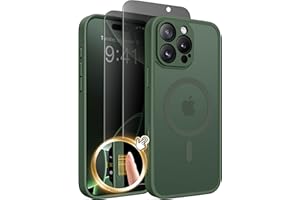 GOLBINBOX Magnetic for iPhone 16 Pro Max Case with Camera Control Button,Compatible with MagSafe,[Full Camera Protection][Privacy Screen Protector]Matte Translucent Phone Cover for iPhone 16 ProMax(Green)