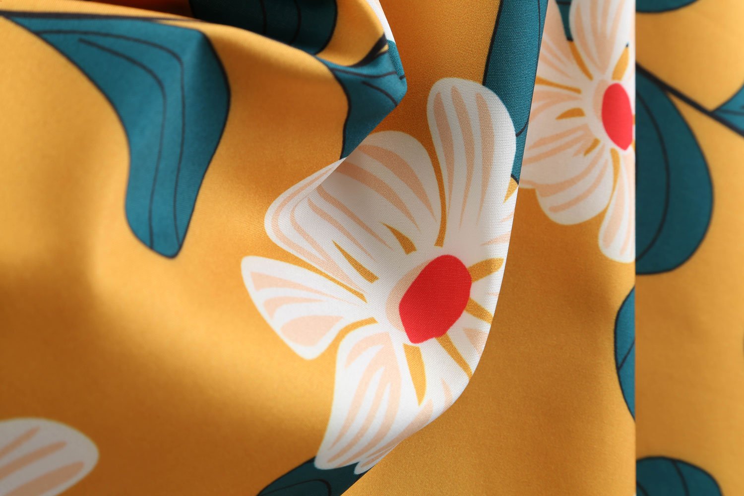 Women\'s 1950s Classy Cocktail Party Prom Vintage Rockabilly Floral Swing Dress with Belt Yellow M