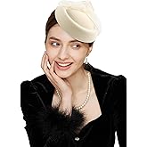 Gionforsy Fascinators Hats Pillbox Tea Party Fascinator Hats for Women Feather Veil Hat Headband for Cocktail Wedding
