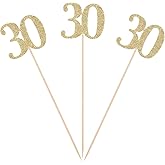 Pack of 10 Gold Glitter 30th Birthday Centerpiece Sticks Number 30 Table Topper Age Letter Decorations