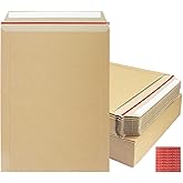 zmybcpack 50 Pack 9X12 inch Self Seal Photo Document Mailers Stay Flat Kraft Cardboard Envelopes Rigid Mailers Photography Mailers for CD, Photos, Document (Kraft Brown)