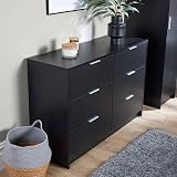 Home Source 6-Drawer Chest Black MDF Bedroom Storage Cabinet 120cm view 3