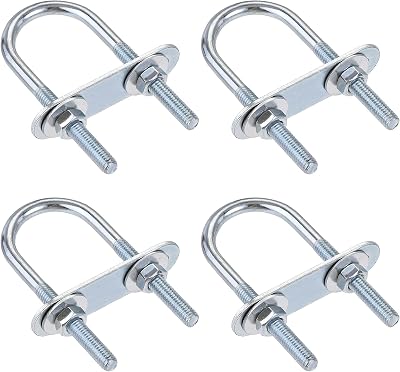 Sourcing Map Round U-Bolts 4 Sets 34mm Inner 75mm Length M6 Nut Washers Plate